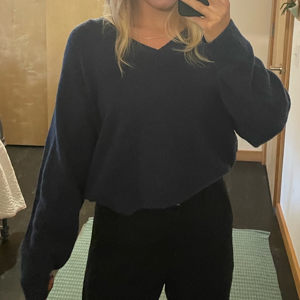 Navy blue urban outfitters v neck sweater